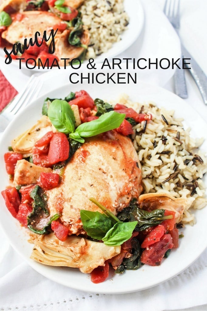 Saucy Tomato & Artichoke Chicken - healthy, easy 15 minute dinner recipe from @fannetasticfood